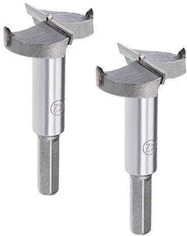 sourcingmap Forstner Drill Bits 42mm, Tungsten Carbide Wood Hole Saw Auger Opener, Woodworking Hinge Hole Drilling Boring Bit Cutter, 2pcs (Gray)