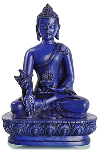 BUDDHAFIGUREN Buddha-Statue Medizinbuddha Blau aus Resin (Gießharz) 13 cm Sitzend