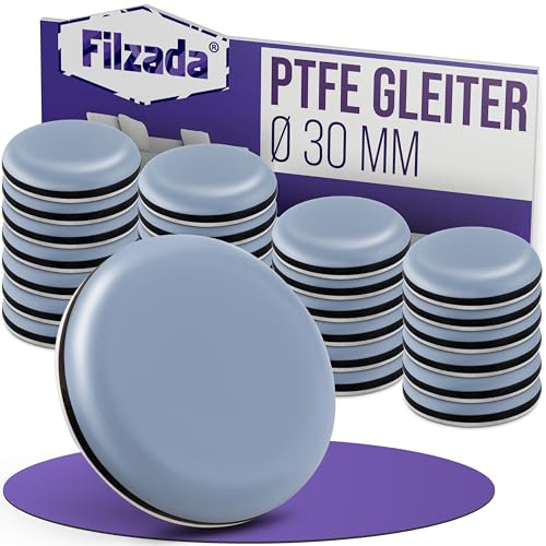 Filzada® 4x självhäftande teflonglid - Ø 30 mm (rund) - professionell möbelglid/mattglid PTFE (Teflon)