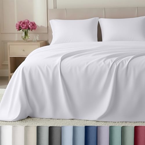 California Design Den Luxury Twin Sheets Set - Buttery Soft 800 Thread Count, 100% Cotton Sheets Sateen, Deep Pockets, Durable Bedding Set - White