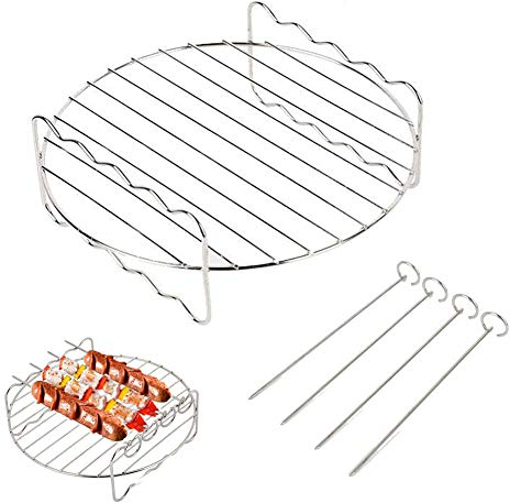 XL Air Fryer Zubehör - Air Fryer Rack Set, Mehrzweck-Doppelschicht-Rack mit Spieß, kompatibel für Ninja Power Airfryer Philips