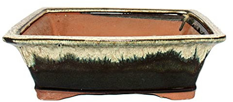 exotenherz Bonsai-Schale - rechteckig G93 - zweifarbig braun-beige - L27cm x B21,5cm x H9cm