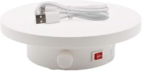 Giradischi Elettrico USB A 360°, Base Girevole Elettrica Per Prodotti Di Ricarica/Piattaforma Girevole Per Display Di Torte/Nero/Carico 16 Cm 10 Kg White