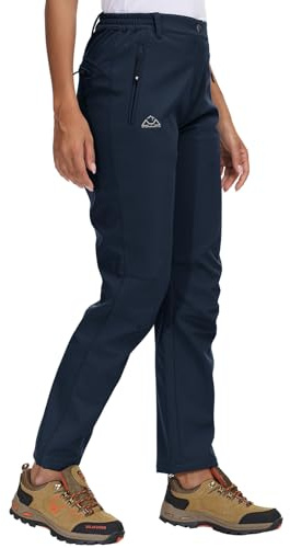 Rdruko – Pantalon de ski et de neige pour femme, doublé en polaire, thermique, imperméable, pour l’extérieur, la randonnée, la marche, le travail, les sports d’hiver, bleu marine, S