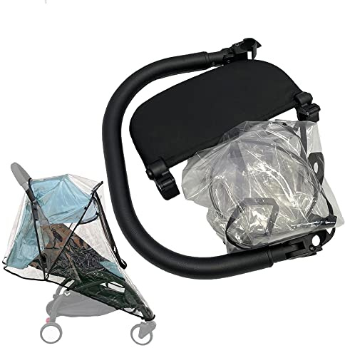 Juego de accesorios para cochecito de bebé compatible con los cochecitos Babyzen YOYO2 y YOYO3, barra protectora para cochecito de bebé y tabla de extensión de 15 cm y funda de lluvia.