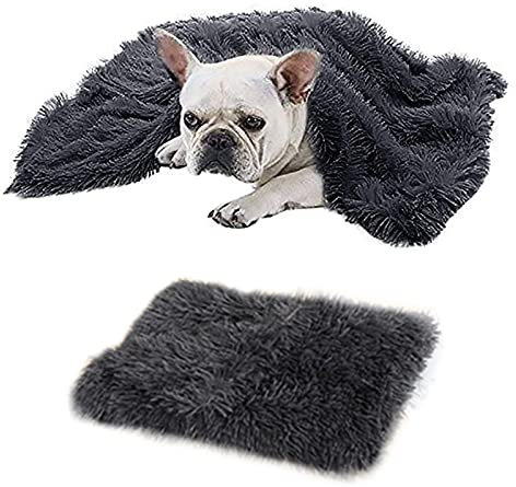 MIOKY Flauschige Hundedecke Katzendecke für Kleine Welpe Kätzchen 100 x 75 cm,Doppelseitige Plüschdecke Haustier Weiche Warme Kunstfell Fleece Decke Waschbare Schlafdecke Hundebett,Schwarz