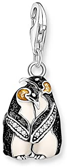 THOMAS SABO Charm-Anhänger Pinguine silber 925 Sterlingsilber, Geschwärzt, Kaltemail