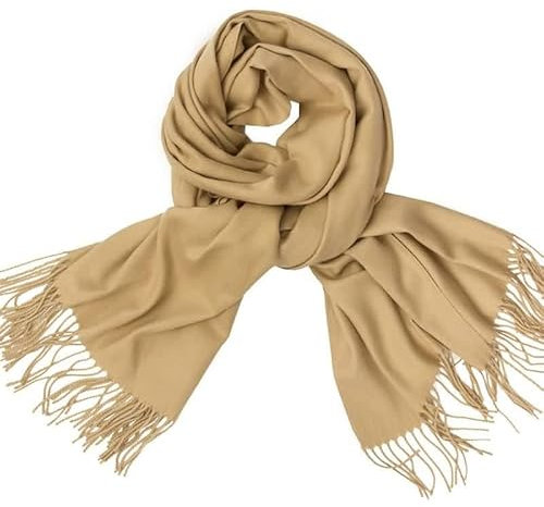 Stfery Kaschmir Schal Damen, Schal XXL Damen Winter Scarf Khaki Einfarbige Quaste Halstuch 200x70CM Weich Warm
