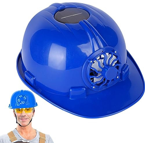 Povanjer Seguridad para Trabajos construcción | Seguridad Casco Duro con Ventilador Solar,Gorras duras Transpirables ventiladas Gorras Impermeables para Trabajadores
