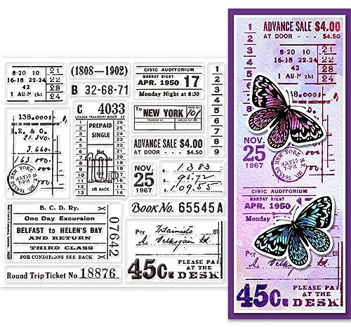 GLOBLELAND Vintage Text Hintergrund Transparente Klare Stempel Retro Zahlen Prägestempelbögen Silikon Klare Stempel Siegel Für DIY Scrapbooking Und Kartenherstellung Papier Handwerk Dekor