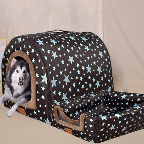 Hundehütte für große Hunde, extragroß, warm, für große und mittelgroße Hunde, Katzen, für drinnen und draußen, waschbar (92 x 68 x 72 cm, D)