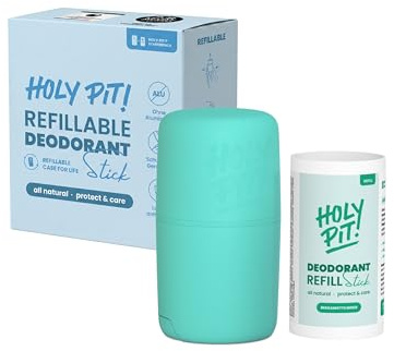 HOLY PIT - Deo-Stick [100% aluminiumfrei] | nachfüllbar | bekannt aus dem TV | Unisex Herren Damen | Vegan STARTERPACK (Bergamotte Minze)