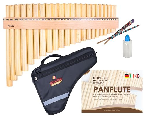 Plaschke Panflöte aus Südtirol, Bundle mit Tasche, Lernbuch, Pflege-Set, 22 Töne C-Dur