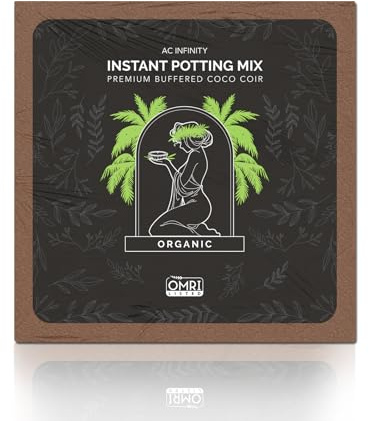 AC Infinity Instant Potting Mix, 2 lb. Premium Buffered Coco Coir Brick, Coconut Compost as Potting Soil Omri Listed, Low EC and pH Balance for Hydroponics Plant Growing and Propagation