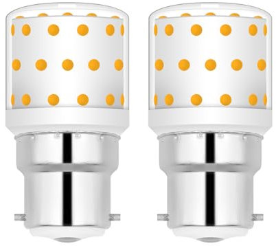 B22 Bayonet Light Bulb Warm White Mini Bulb Short LED Corn 2700K Bayonet Cap for Ceiling Lights, 60W Incandescent Equivalent, 800LM Energy Saving 100-265V Non-dimmable Ceiling Fixtures(2 Pack)