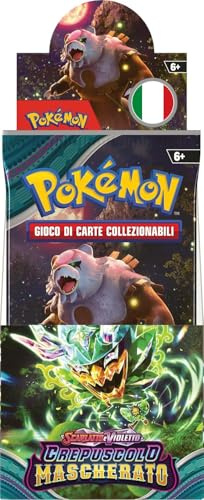 Pokémon Display mit Booster-Packs aus der Erweiterung Scharlachrot und Violett – Maskierte Dämmerung des TCG (18 Umschläge), italienische Ausgabe