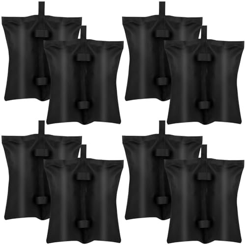 8 Pack 800D Canopy Sand Weights - 200 LBS Large Heavy Duty Black Bags for Instant Outdoor Sun Shelter Legs - Windproof Sandbags 15x13In