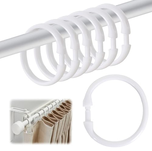 Zimoer Set di 12 Anello per Tenda da Doccia, Anelli da Doccia in Plastica, Anelli Tenda Doccia, Ganci per Tenda da Doccia, Anello per Tenda da Porta a Forma di O in Plastica Grandi (Bianco)