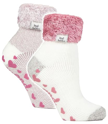 HEAT HOLDERS 2 Pack Ladies Women's Bed Socks Cosy Lounge Warm Winter Fleece Sleep Socks (4-8, HHL21 / HHL22)