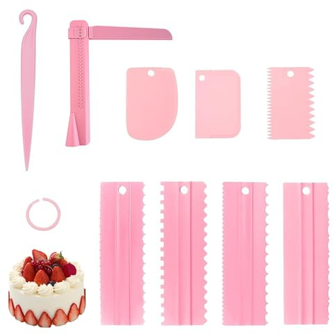 BlueEour 9 Pcs Cake Scraper Set, Cake Scraper Buttercream Smoother, Cake Edge Scraper Cutter, Decorating Comb and Icing Smoother, Cake Spatula, Cake Icing Smoother for Frosting Mousse Cake Decorating