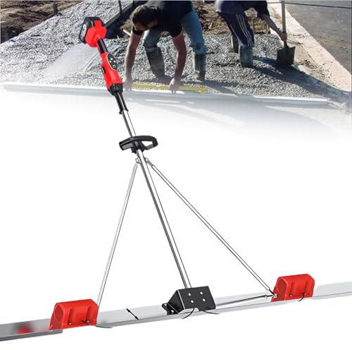 LFfwynog Outil de Finition de kit Vibrant de Chape en béton, Outil de vibrateur de Finition de béton de Chape de Puissance de Moteur sans Brosse avec Panneau en Acier Inoxydable,2battery-2motor-1.8M