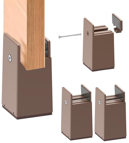 idudu 4 Stück Möbelerhöhung 10 cm, Verstellbare Tischerhöhung mit Schraubklemme Stuhlerhöhung Bett Erhöhung Möbelerhöher Sofaerhöher Betterhöhung für 10-37 mm Breite Quadrat Möbelerhöhungen (Braun)