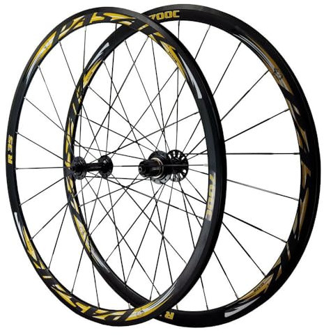 TLTDSMYF Rennrad Felgenbremse Laufradsatz 700C Flache Speichen Schnellspannlagernaben 8 9 10 11 12 Geschwindigkeit Kassette Fahrrad Aluminiumlegierung Felgen
