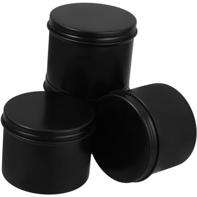 GARVALON 4pcs Metal Tea Tin Airtight Screw Lid Tea Storage Jar for Cosmetics Salt Lip Balm
