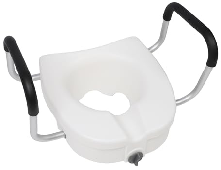 Sedile WC Rialzato con Braccioli Imbottiti Rimovibili e Serratura Fissa, Bracci Regolabili in Alluminio, Rialzo Sedile WC Rialzato, Sedile di Sicurezza WC Adatto Alla Maggior