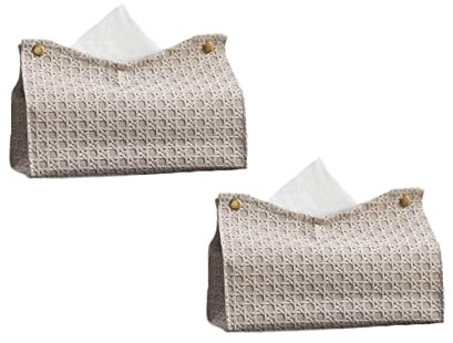 ZXCMY Komfortabel Taschentuchbox-Abdeckung aus PU-Leder Einfacher Taschentuchbox-Halter Moderne Taschentuchhalter Rattan-Taschentuch-Etui für Kosmetiktücher-Servietten Wiederverwendbar
