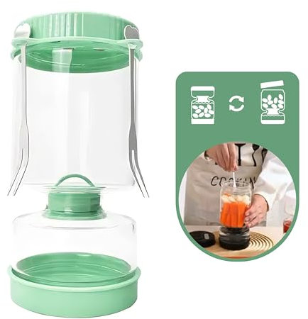 Bocal à Cornichons Sablier en Verre avec Couvercle Hermétique – Pot à Pickles Retournable avec Timer – Idéal pour Olives, Légumes Marinés et Fermentés – Avec 2 Fourchettes Inox (vert amande)