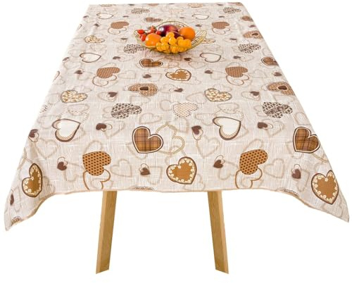 texpot Tovaglia in tela cerata, 160 x 220 cm, ovale, con cuori, lavabile, idrorepellente, in poliestere, per tavolo da giardino