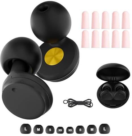 3 Noise Relief Modes Earplugs Adjustable - Hearing Protection Reusable Ear Plugs,with 10 Earplugs for Sleeping 4 Pairs Ear Tips One Connection Cord for Sleeping,Concert,Noise Reduction Sensitivity