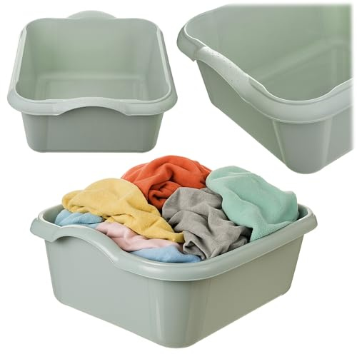 KADAX Cuenco para lavar 14 l, cuenco de plástico, cuenco rectangular, cuenco grande de plástico, recipiente de plástico, bandeja de plástico (verde claro)