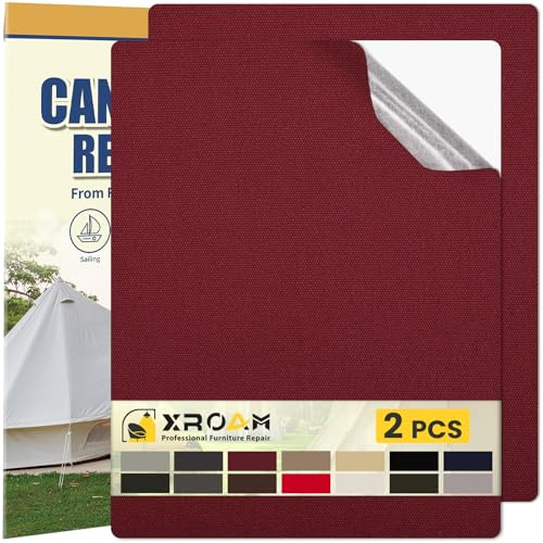 Patches Self-Adhesive Fabric, 21 x 30 cm Waterproof Fabric Tape, Self-Adhesive Canvas Patches for Outdoor Furniture, Boat Covers, Sofas, Tents, Lounge Chairs, Sun Protection, Wine Red