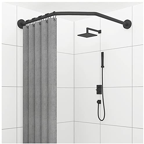 Barra de cortina de ducha curvada sin necesidad de taladrar, instalación ajustable sin taladros para caravana, baño, exterior y tienda de ropa, diseño en forma de diamante