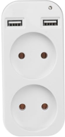 FIXOSHEE Panel de Enchufe Europeo Doble Puerto USB, Adaptador de Corriente Compacto y Seguro para Hogar y Viajes, Enchufe Estándar Ac220-240v, Diseño para Uso Eléctrico, Color Clásico