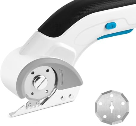 Ciseaux Électriques Sans Fil 3,7V 2000mAh, Coupe Carton Rotatif avec Sécurité pour Feutre, Tapis, Cuir, Plastique & Carton – Cutter Électrique pour Tissu, Couture, Bricolage, Outil de découpe précis