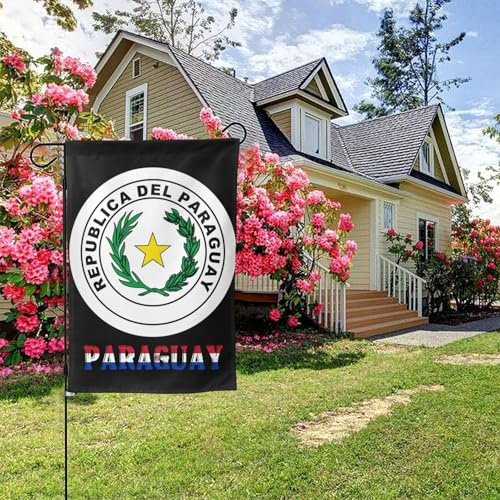 Bandera de jardín de doble cara con el emblema de Paraguay, 71 x 101 cm, decoración exterior para patio