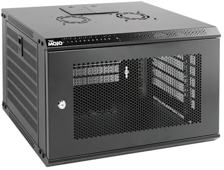 Tecmojo 19 tum 6U 450 mm djup nätverksskåp, väggmonteringsserskåp, IT-nätverksrackhölje, låsbar dörr och sidoväggar, perforerad dörr, svart, platt förpackning