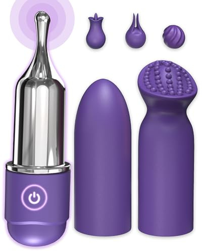 Bullet Vibabrator Kit with 5 Silicone Attachments for Versatile Play Options, Mini Vibrator Adult Sex Toys with 10 Vibes for Nipples, Clit, G Spot, Glans, Anus Stimulation