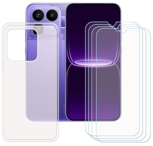 CongJiaLingXi Funda para Realme Neo8 (6.78) + Screen Protector, Translúcido Suave Silicona Caso + [4 Piezas] Cristal Templado Film Vidrio.