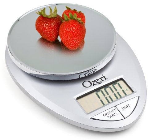 Ozeri Bilancia professionale digitale da cucina, capacità da 1 g a 5,4 kg, elegante cromata