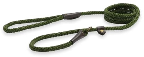 Ancol Heritage Nylon Rope Slip Lead Green 1.22m X12mm Sz 4-8