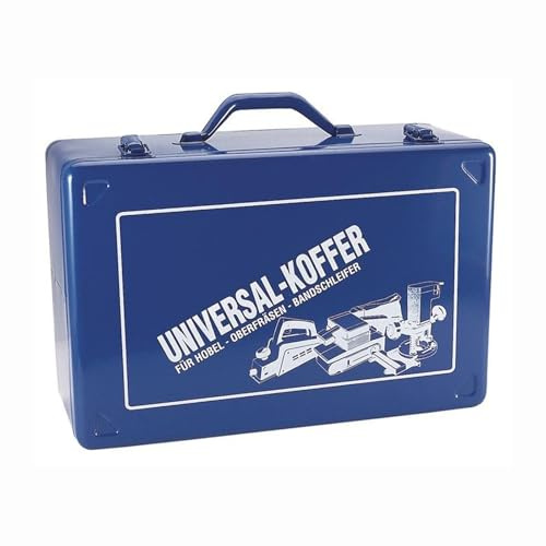NORDWEST Valigetta per levigatrice a nastro, blu, 430 x 280 x 185 mm, inserto in gommapiuma, lamiera d'acciaio, 240 pezzi, carta vetrata fine, cablata, pialla elettrica, fresatura superiore, 9980 blu