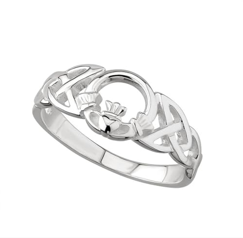 Biddy Murphy, Claddagh Ring for Women, 925 Sterling Silver Traditional Celtic Jewelry, Crown & Heart Center, Weave Band, Made in Ireland by Irish Artisan Jewelers, Size 6.5