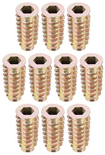 sourcing map 10Stk. Gewindeeinsatz Nut Zinklegierung Innensechskant Innengewinde 25mm Länge