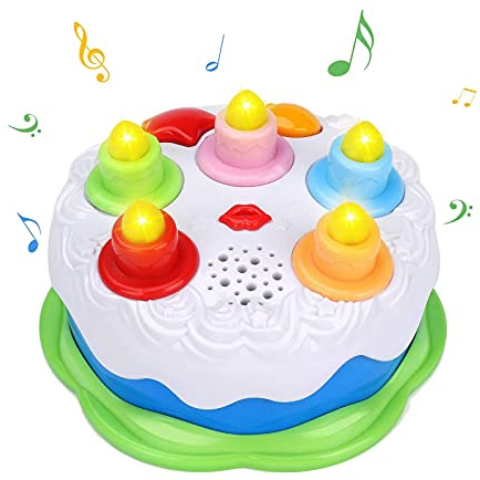 OKREVIEW First Birthday Cake Toy - Music Cake Toys with Counting and Blow Candles Singing Toys for 1 2 3 4 Years Old Boys Girls Birthday and Xmas Gift