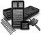 GOLIBER Vaisselle japonaise en mélamine pour sushi (16 pcs) – 4 assiettes (19 x 14 cm), 4 paires de baguettes, 4 bases de baguettes, 4 bols à sauce – Accessoires japonais (Noir)