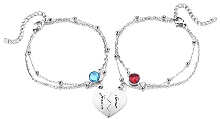 Zysta Personalisierte Freundschaftsarmband für 2/3/4 Puzzle Herz Armband mit Gravur Edelstahl Strass BFF Armband für Schwester Geschenk